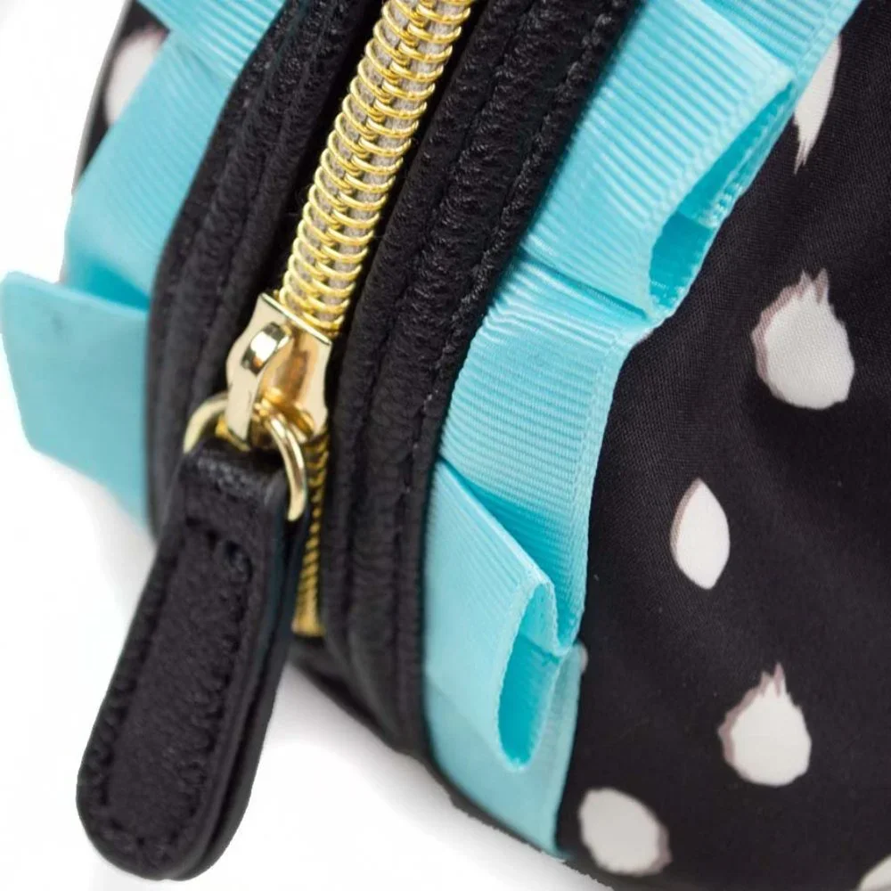 Betsy Johnson Black & White Polka Dot Cosmetic Bag NWOT